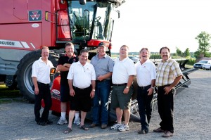 The Frasers with staff from Equipments Seguin & Freres: (left to right) Sylvio Seguin, David Fraser, Michel Seguin, Rodney Fraser, Ben Lalonde, Mark Sequin, Jen Pierre Campeau