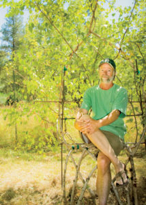 Richard Reames, in the beginnings of a living chair on his Oregon property.