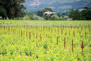 Unmanned helicopters in the field.